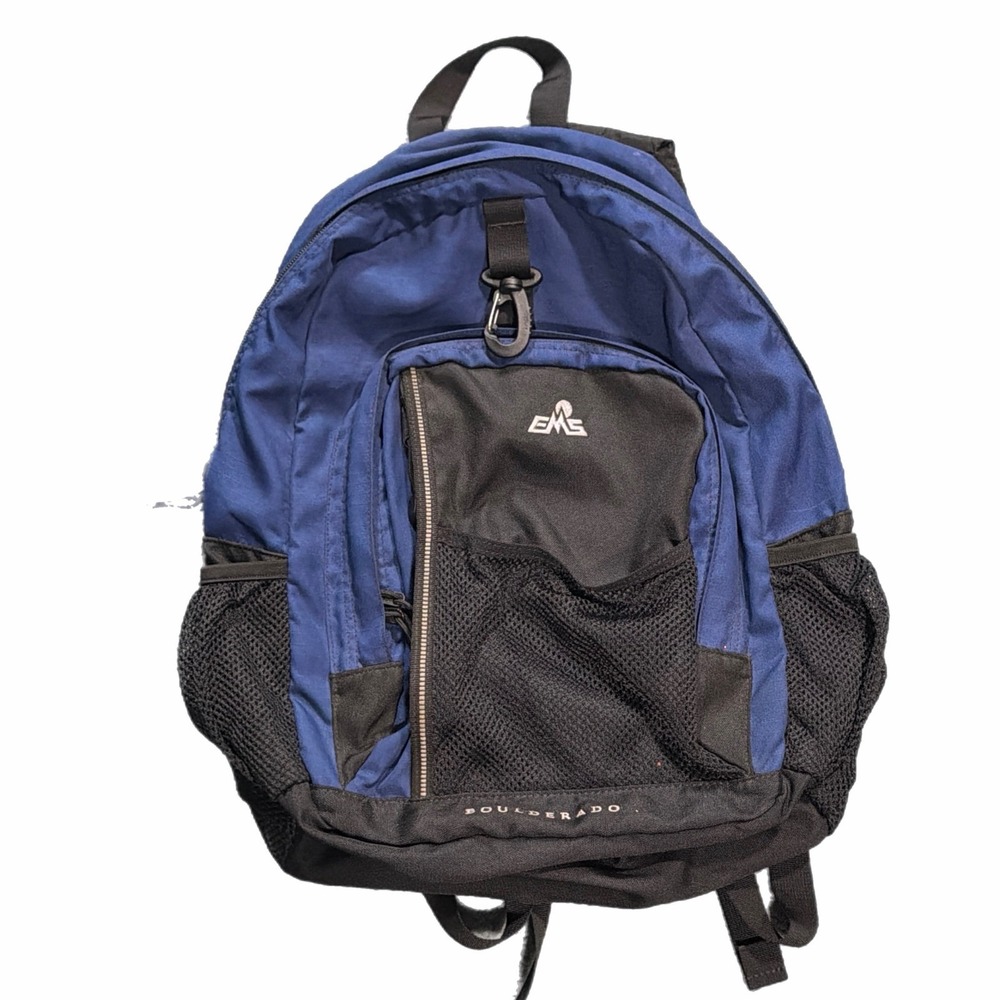 EMS Eastern Mountain Sports Boulderado Backpack Blue Black Hiking Daypack Bag